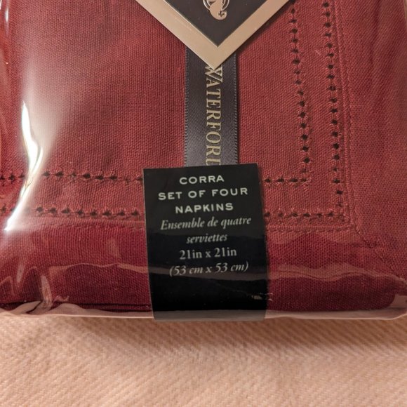NWT Waterford "Corra" Linen Napkins SET of 8 - Picture 3 of 11